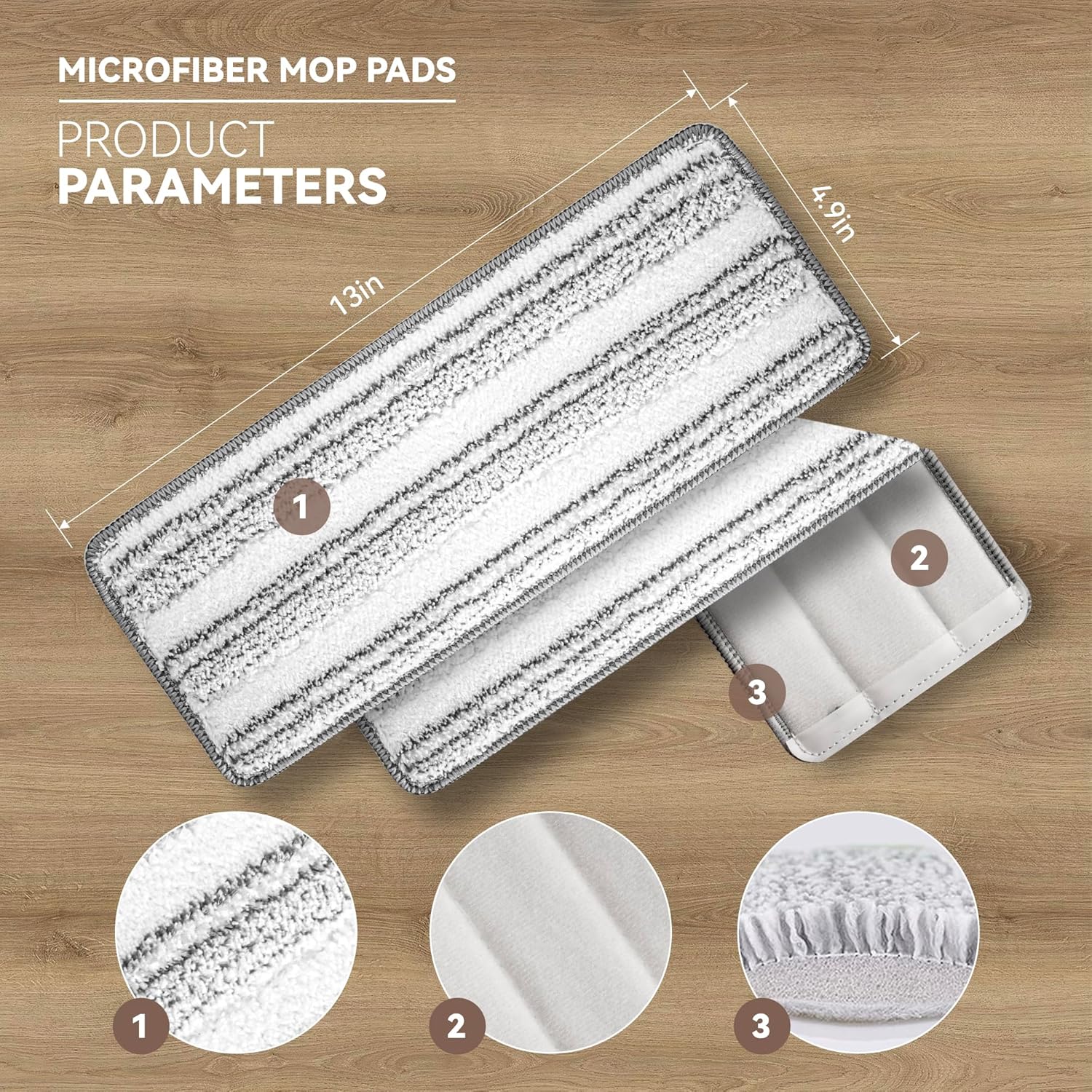 Microfiber Mop Refills 13-Inch 6-Pack for Wet Dry Cleaning