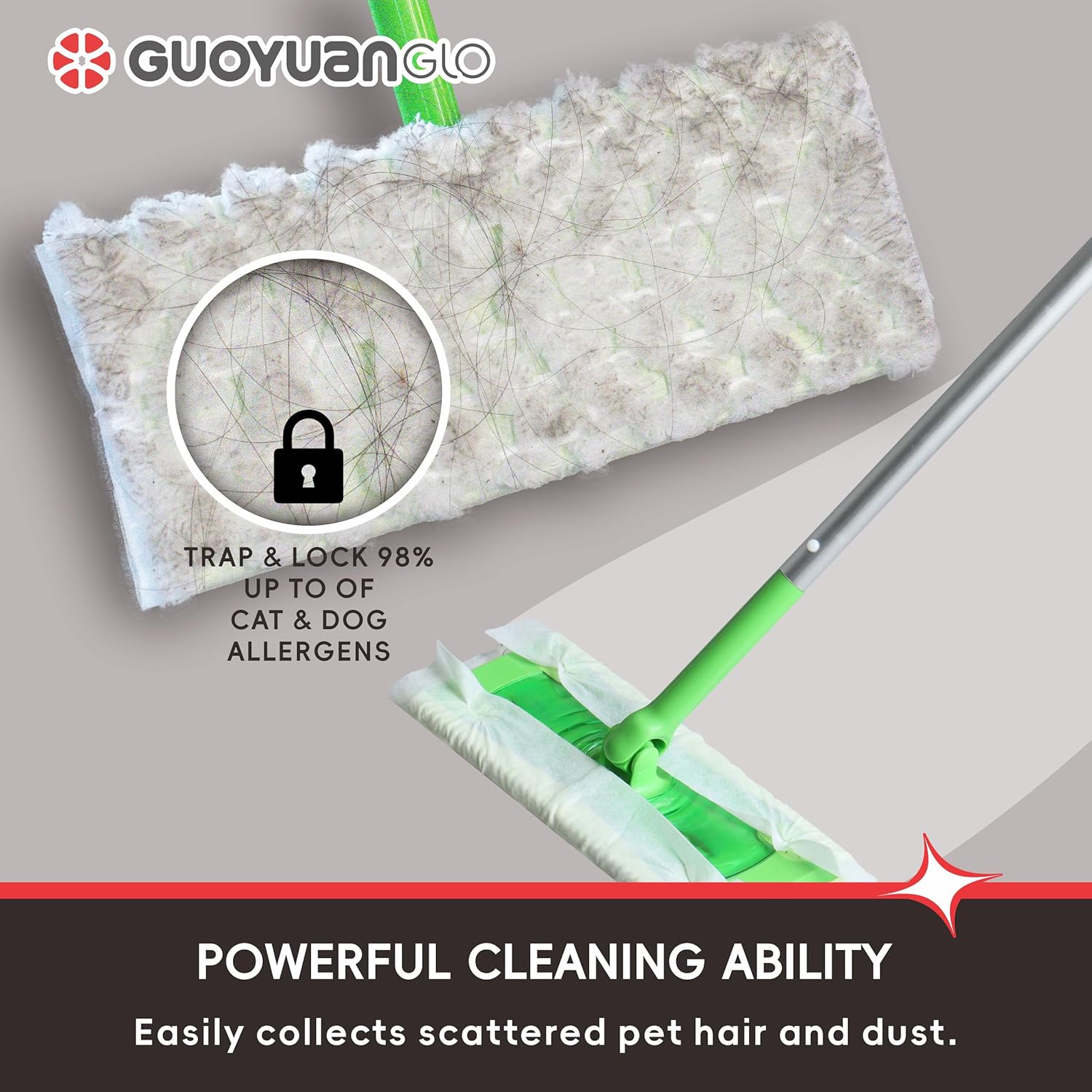 Heavy Duty Pet Dry Mop Cloth Refills 40 Count Multi-Surface