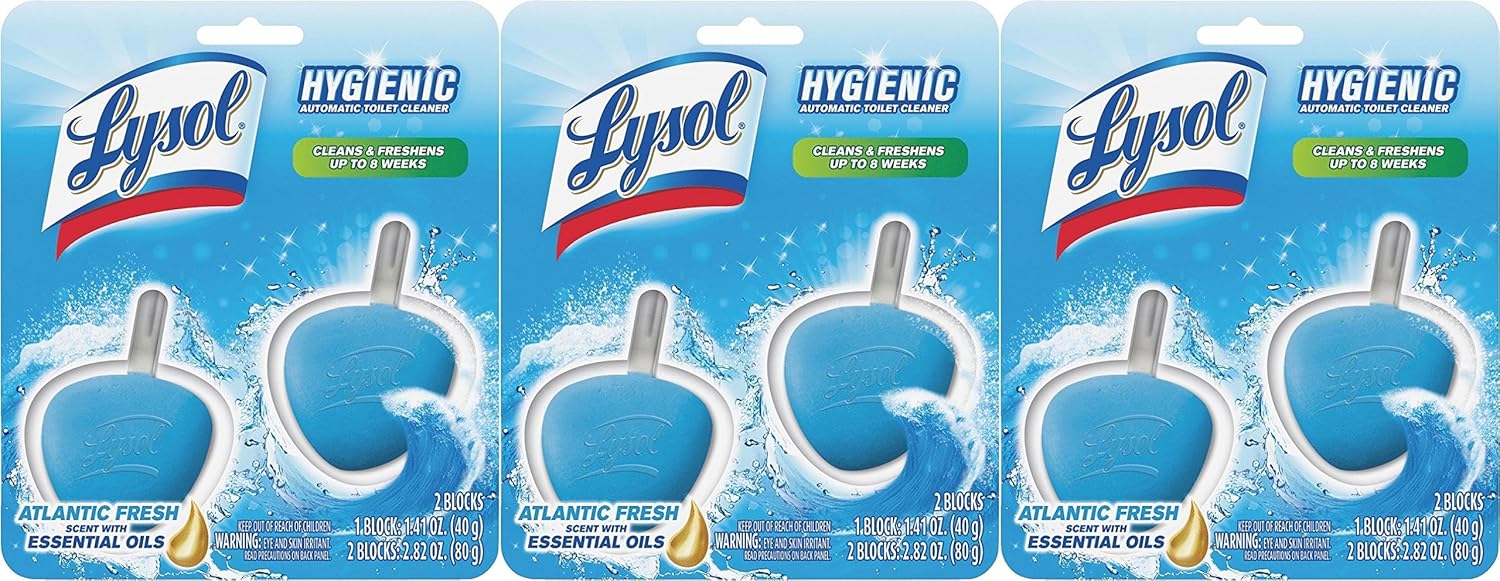 Lysol Hygienic Toilet Bowl Cleaner Atlantic Fresh 2 ct Pack of 3