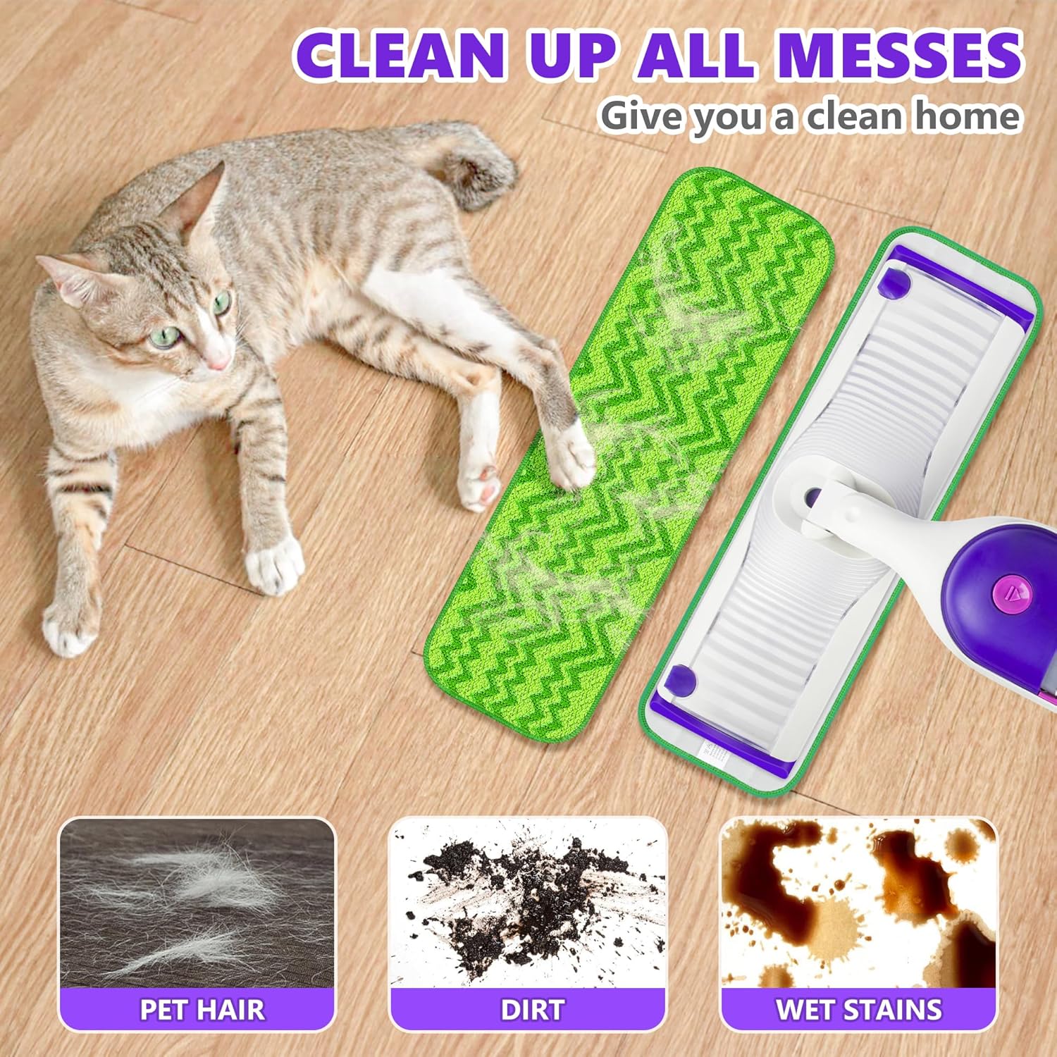 ENSPOWAY Reusable Mop Pads 6-Pack for Swiffer PowerMop