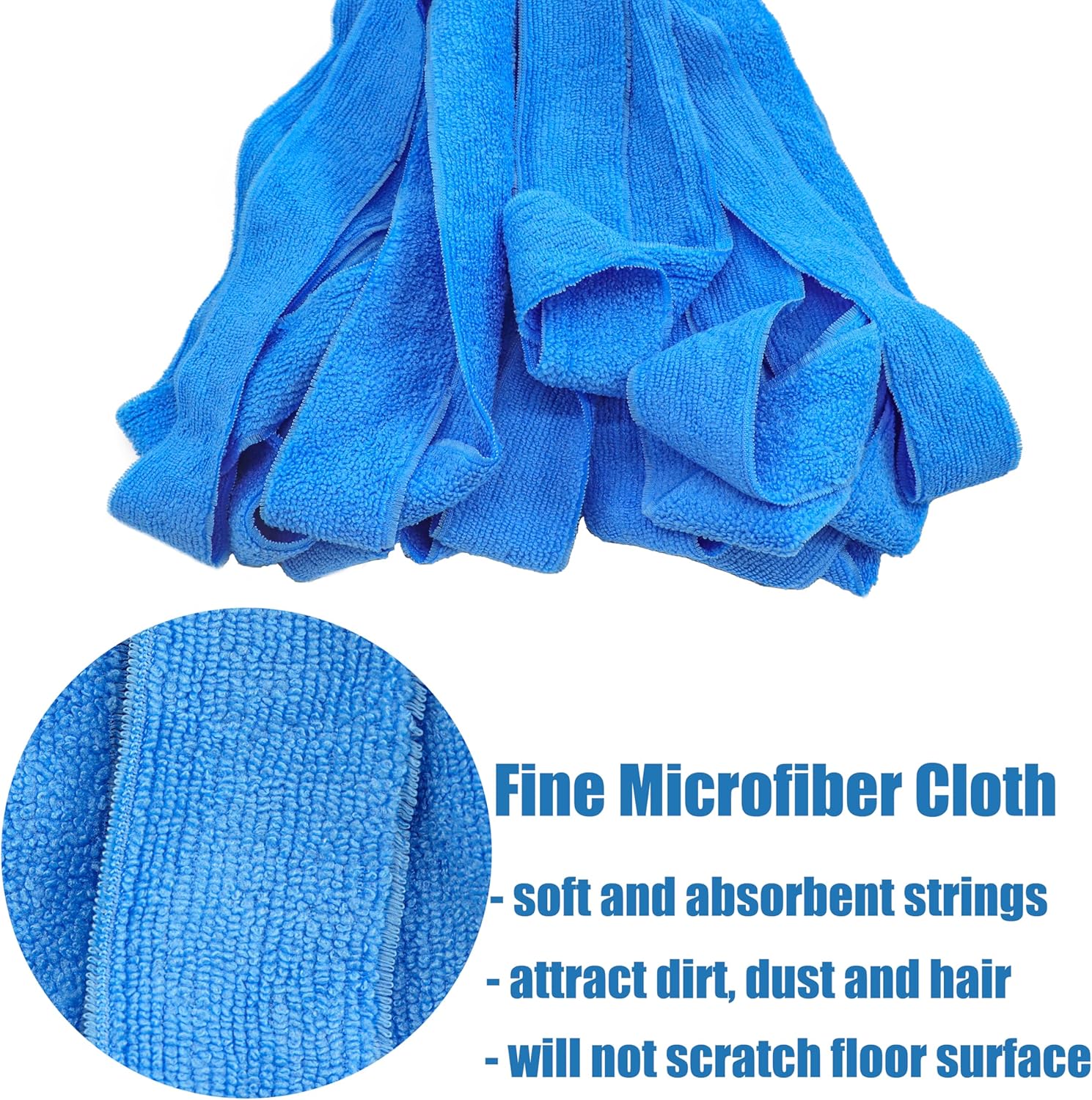 2 Pack Blue Microfiber Mop Refill for 34 Inch Pole