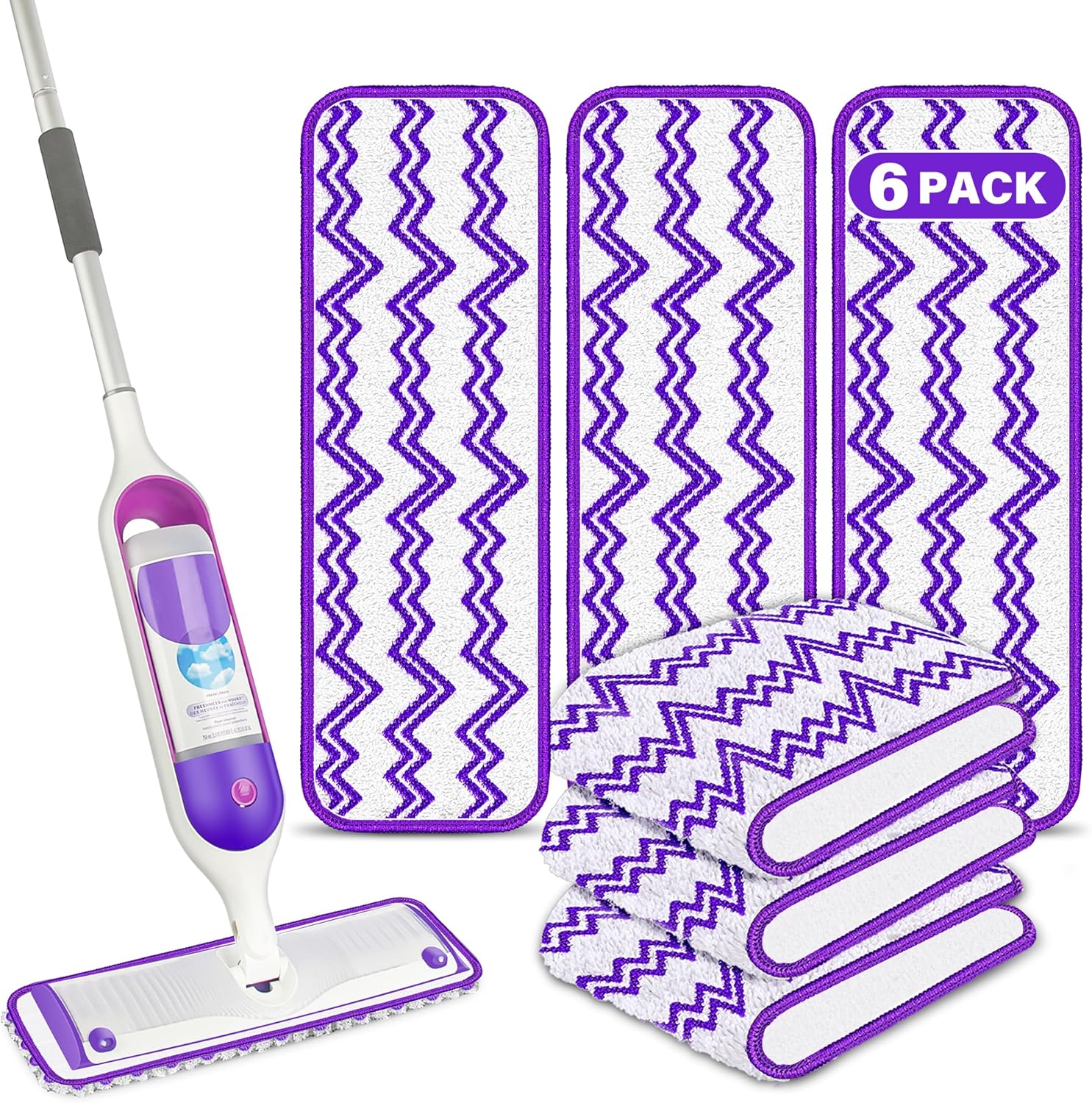 ILAVCLEAN Reusable Mop Pads 6 Pack for Swiffer PowerMop 1