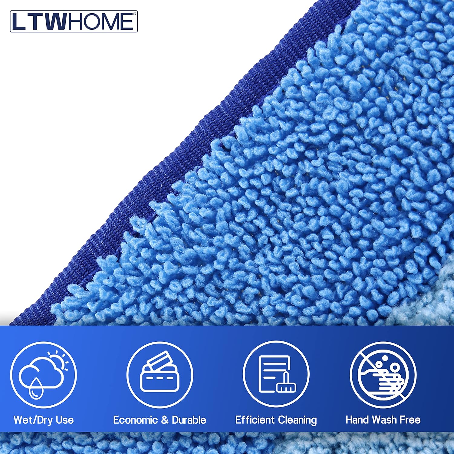 LTWHOME 24 Inch Microfiber Mop Pad Refill Pack of 6